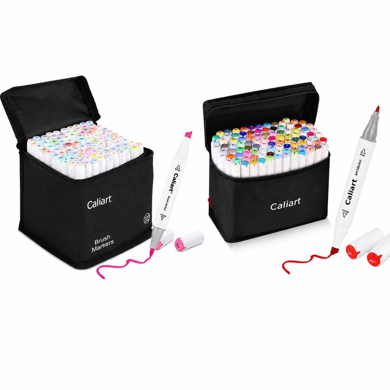Caliart 100 Colors Alcohol Markers, Pastel Brush Markers