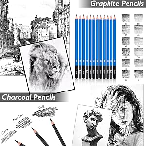 Caliart charcoal and graphite sketching pencils