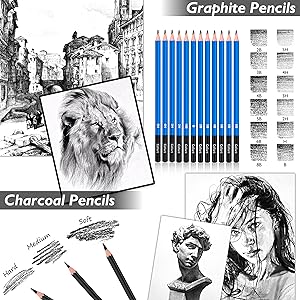 Caliart charcoal and graphite sketching pencils