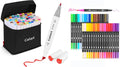 Caliart 81 Colors Alcohol Based Markers, 34 Double Tip Brush Pens Art Markers, Drawing Pens Permanent Markers Mothers Day Gift for Mom Kids Artist Adult Cards Drawing