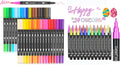 Caliart 34 Double Tip Brush Pens Art Markers, 24-Color Double-Line Outline Markers, Drawing Pens Permanent Markers Mothers Day Gift for Mom Kids Artist Adult Cards Drawing