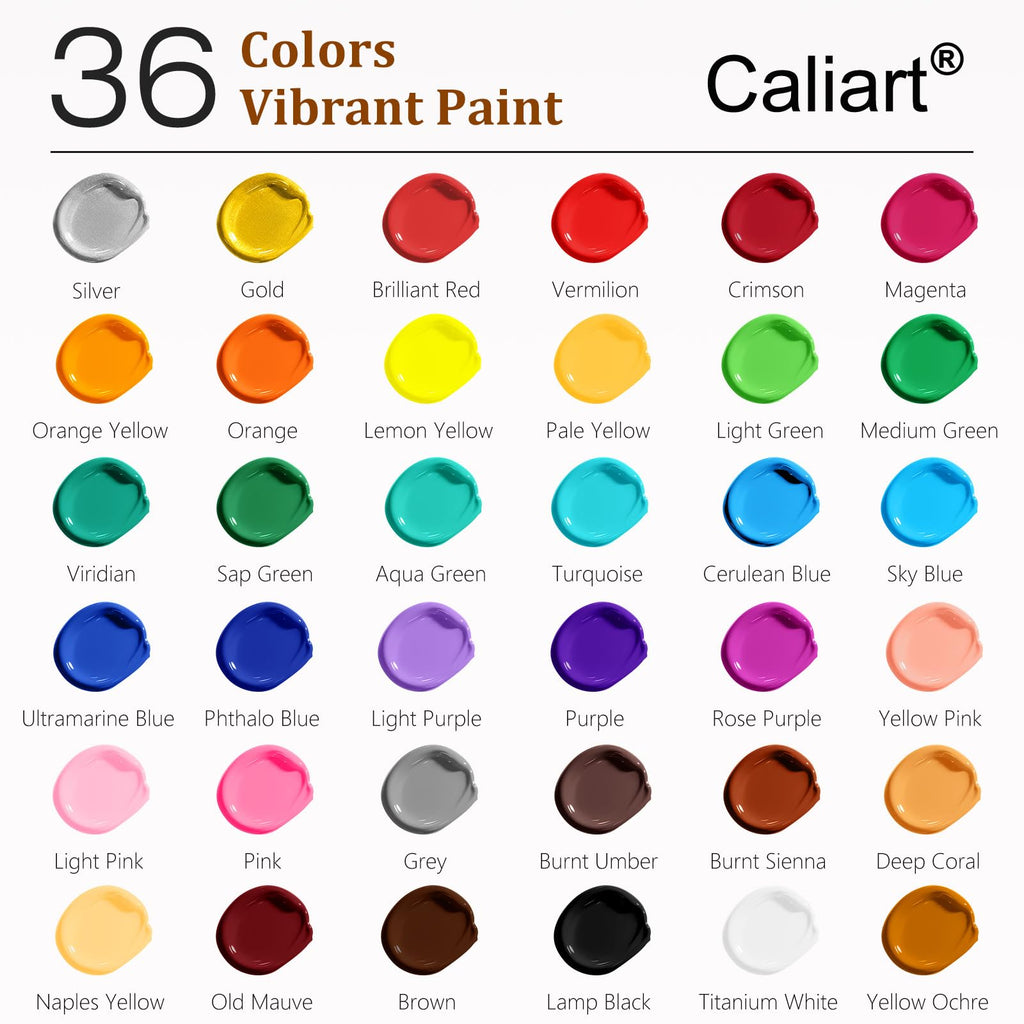 Caliart 80-Color Acrylic Paint Set with 12 Brushes