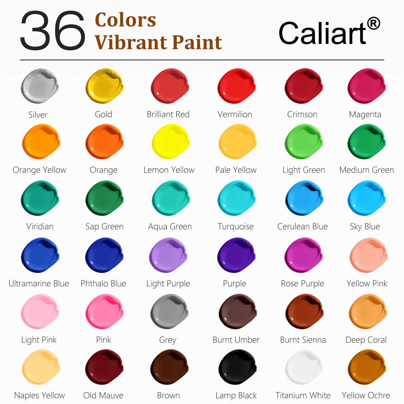 Caliart 80-Color Acrylic Paint Set with 12 Brushes