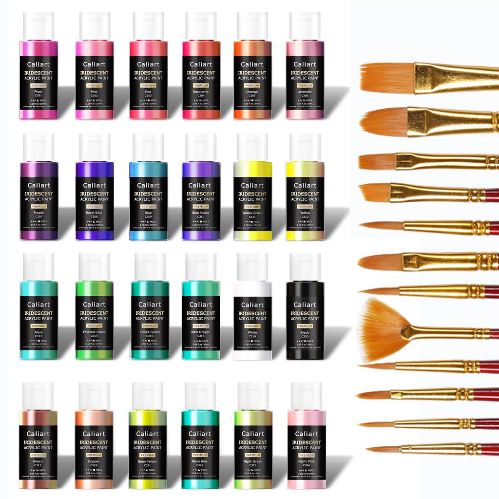 Caliart 80-Color Acrylic Paint Set with 12 Brushes