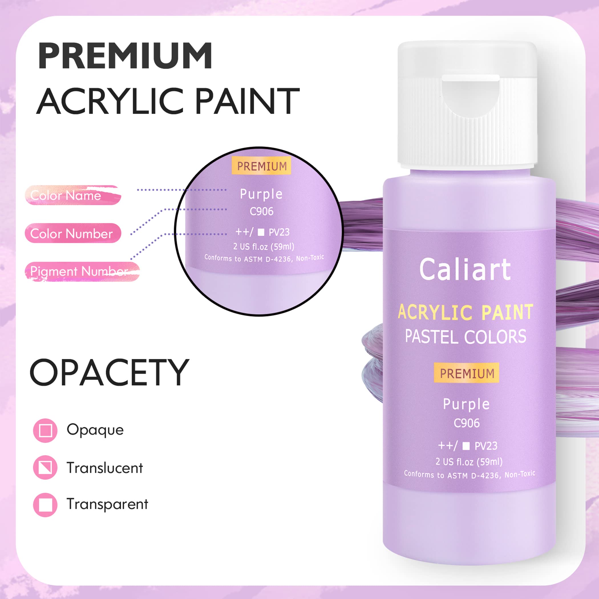 Caliart 80-Color Acrylic Paint Set with 12 Brushes