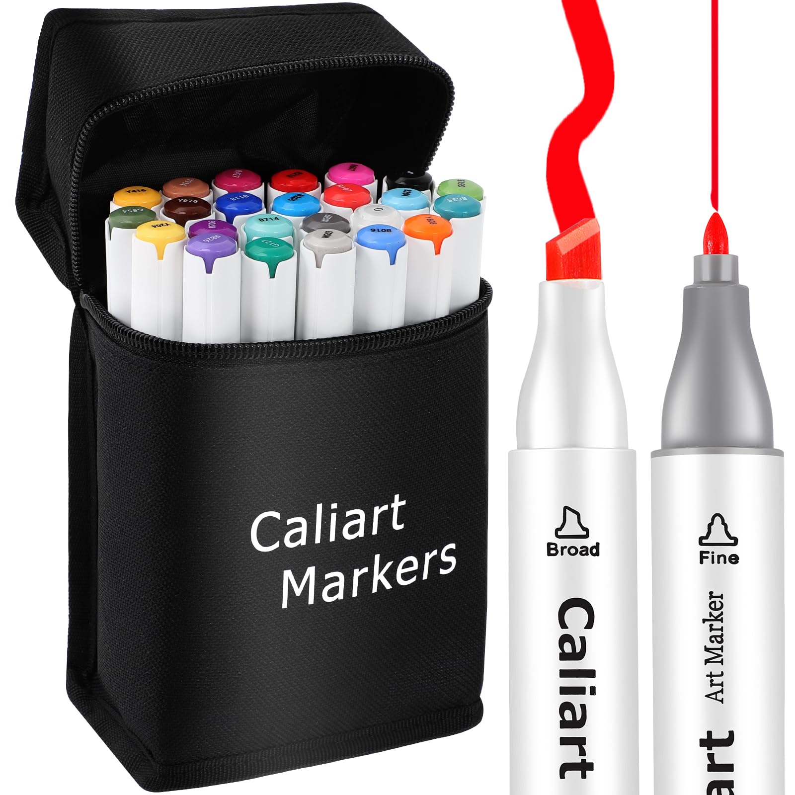 Caliart Alcohol Based Markers, 180 Colors Art Marker Set Fine & Chisel Dual Tip, Permanent Colored Pens for Adults Coloring Book Artists Illustration Sketch Drawing