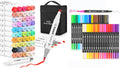 Caliart 51 Colors Brush Alcohol Based Markers, 34 Double Tip Brush Pens Art Markers, Drawing Pens Permanent Markers Mothers Day Gift for Mom Kids Artist Adult Cards Drawing