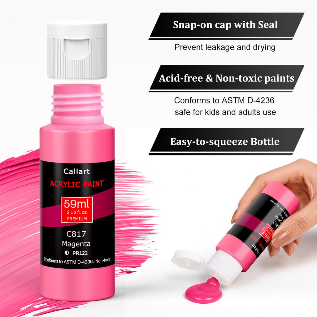 Caliart 80-Color Acrylic Paint Set with 12 Brushes