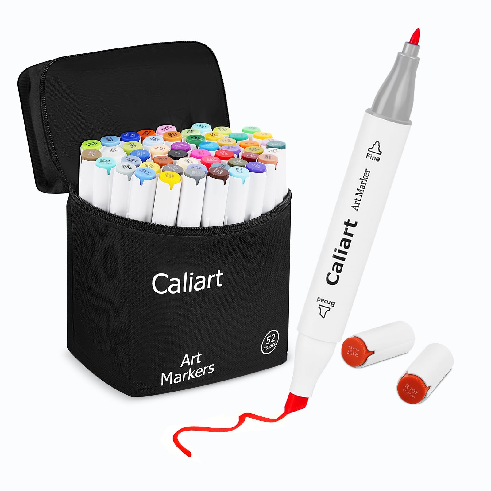 Caliart Alcohol Based Markers, 180 Colors Art Marker Set Fine & Chisel Dual Tip, Permanent Colored Pens for Adults Coloring Book Artists Illustration Sketch Drawing