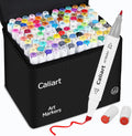 Caliart 121 Colors Alcohol Based Markers, Dual Tip Art Marker Set Chisel & Fine, Permanent Colored Pens for Adults Coloring Book Artists Sketch Illustration Drawing Supplies Gifts
