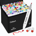 Caliart 52 Colors Alcohol Markers Dual Tip, Fine & Chisel Permanent Drawing Pens with Case, Based Art Markers for Adult Coloring Books No Bleeding, Artist Sketch Illustration Lettering Craft Supplies