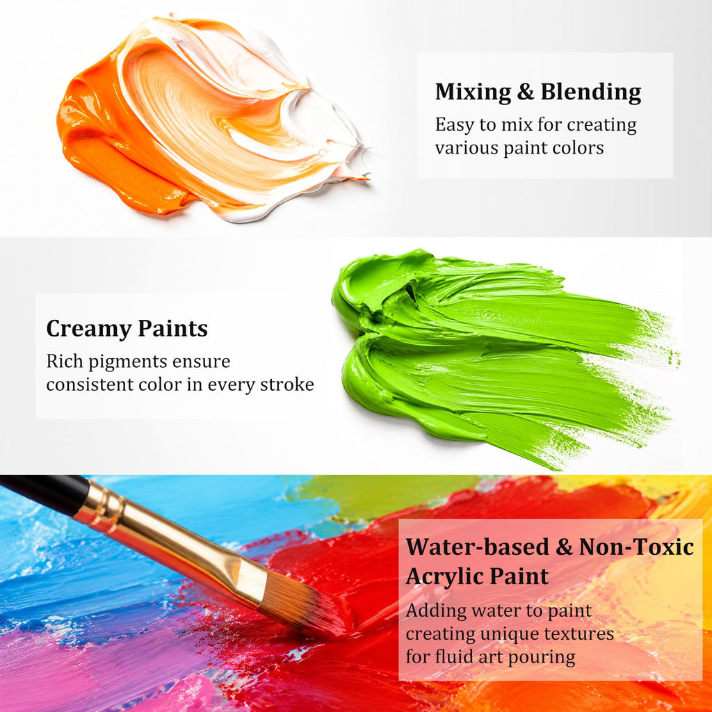 Caliart 80-Color Acrylic Paint Set with 12 Brushes