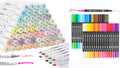 Caliart 61 Colors Pastel Alcohol Based Markers, 34 Double Tip Brush Pens Art Markers, Drawing Pens Permanent Markers Mothers Day Gift for Mom Kids Artist Adult Cards Drawing
