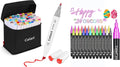Caliart 81 Colors Alcohol Based Markers, 24 Double-Line Drawing Pens, Permanent Markers Mothers Day Gift for Mom Kids Artist Adult Cards