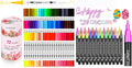 Caliart 72 Double Tip Brush Pens - 24 Color Double-Line Art Markers, Perfect for Cards and Doodle Drawing. Great Gift for Mothers Day or any Artist - Kids, Adults Included