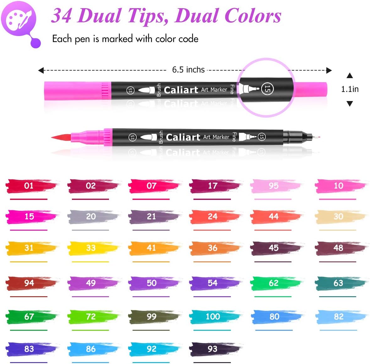 Caliart 176PCS Art Supplies Sketching Kit, 34 Double Tip Brush Pens Art Markers, Pencils Drawing Set kit Mothers Day Gift for Mom Artists Adults Teens Kids