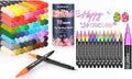Caliart 72 Double Tip Brush Pens Art Markers, 24-Color Double-Line Drawing Doodle Outline Markers, Drawing Pens Permanent Markers Mothers Day Gift for Mom Artist Adult Cards Drawing