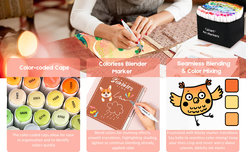 Caliart 121-color alcohol markers specifications