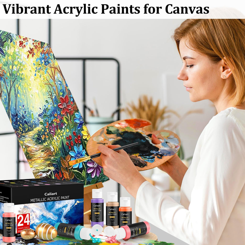 Caliart 80-Color Acrylic Paint Set with 12 Brushes
