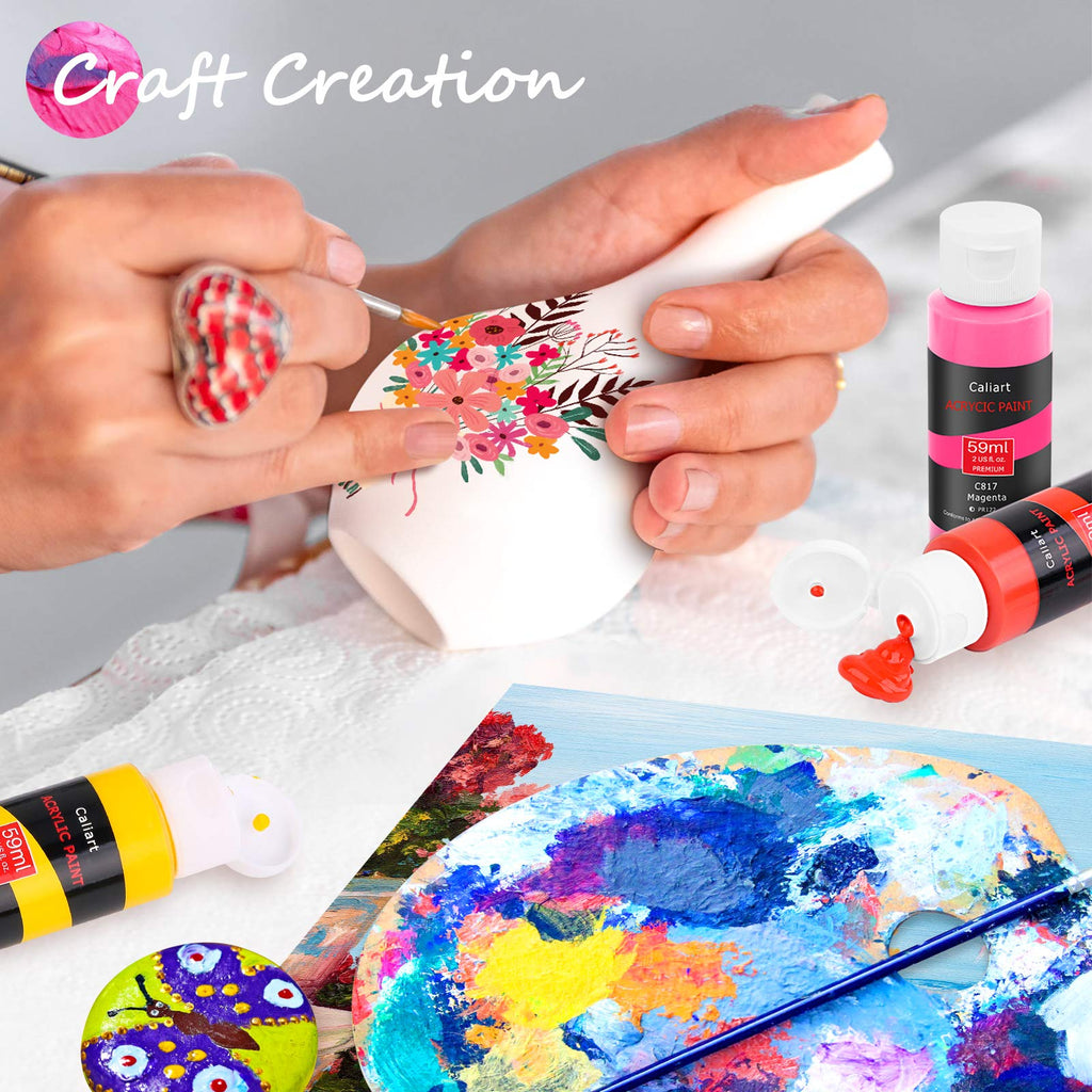 Caliart 80-Color Acrylic Paint Set with 12 Brushes