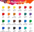 Caliart 24 Colors (120ml, 4oz) Acrylic Paint Set with 12 Brushes, 34 Double Tip Brush Pens Art Markers, Canvas Ceramic Rock Craft Painting Kit Art Supplies Gift for Artists Kids Beginners