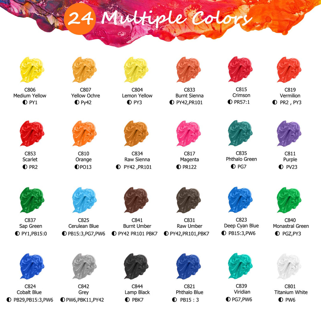Caliart 80-Color Acrylic Paint Set with 12 Brushes