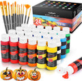 Caliart Acrylic Paint Set with 12 Brushes, 24 Colors Wood Craft Paints for Adult Artist Beginner Painter, Rich Pigments, Halloween Pumpkin Canvas Ceramic Rock Painting Art Kit Supplies
