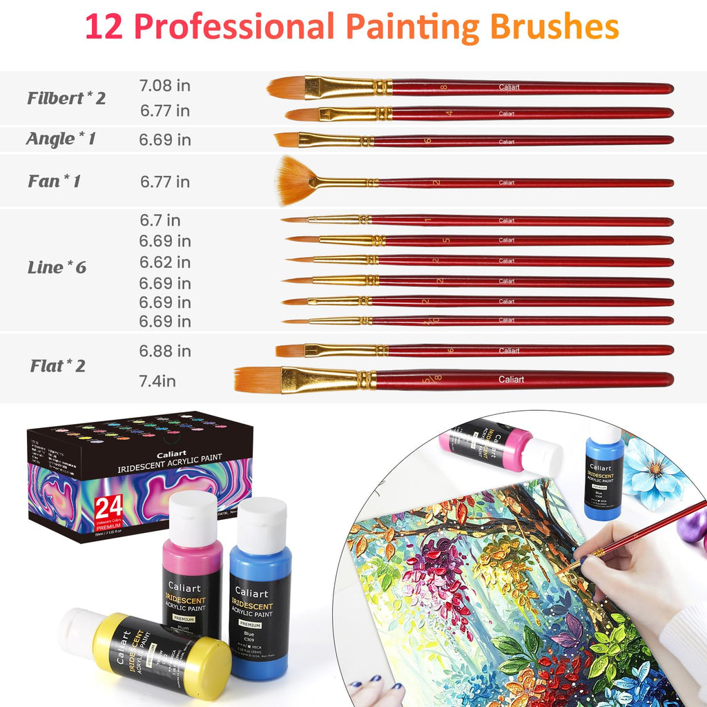 Caliart 80-Color Acrylic Paint Set with 12 Brushes