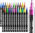 Caliart 24 Colors Outline Markers Shimmer Glitter Pens, Doodling Marker Set for Adults Artists, Cool Fun Craft Drawing Art Supplies