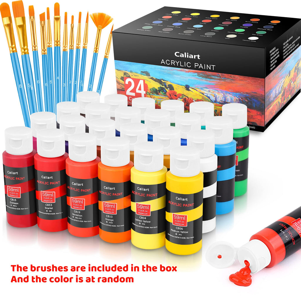 Caliart 80-Color Acrylic Paint Set with 12 Brushes