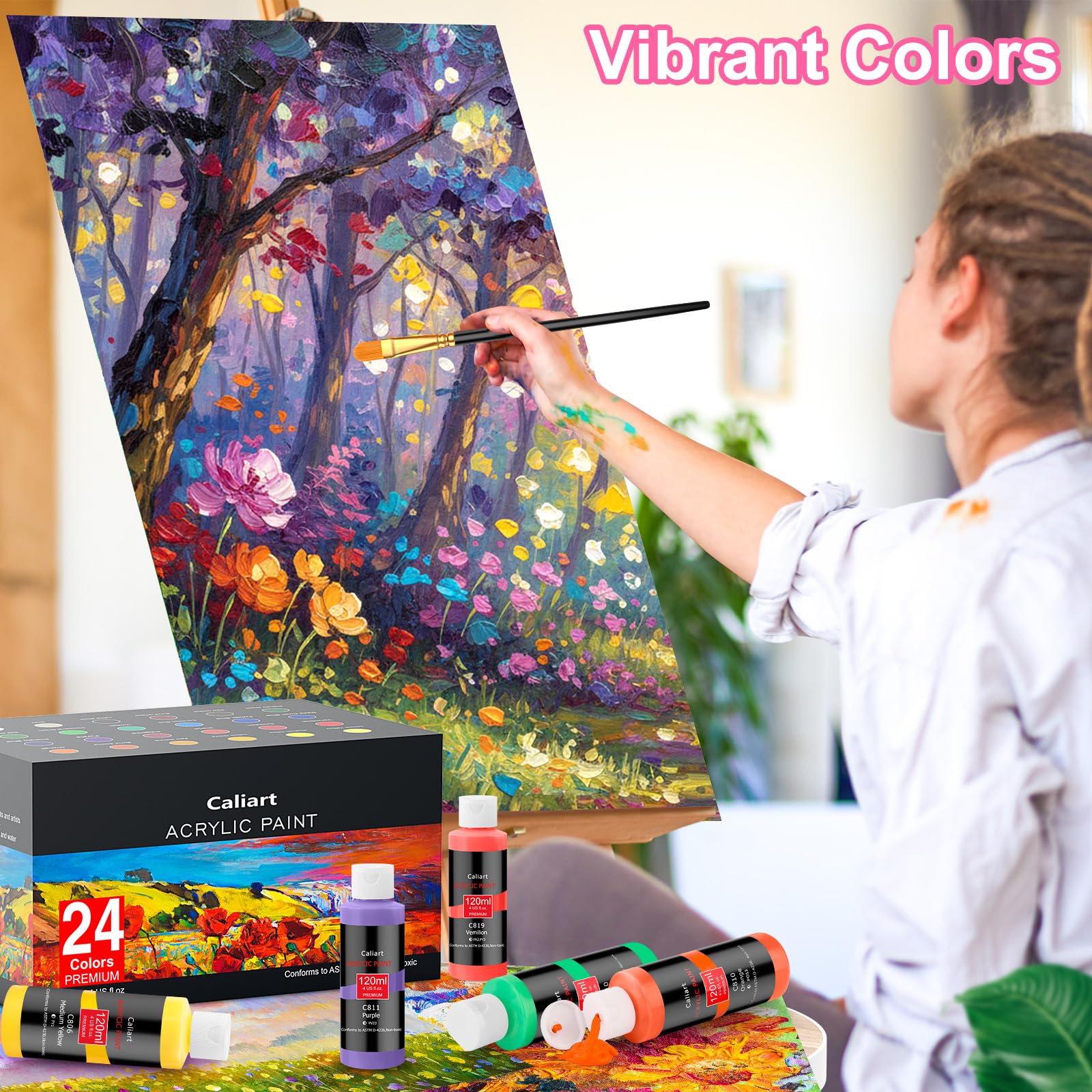 Caliart 80-Color Acrylic Paint Set with 12 Brushes