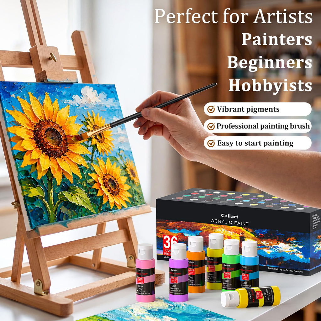 Caliart 80-Color Acrylic Paint Set with 12 Brushes
