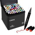 Caliart Pastel Markers, 100 Colors Dual Tip Art Markers Sketch Pens Permanent Alcohol Based, with Case for Adults Artists Drawing Illustration Sketching Coloring