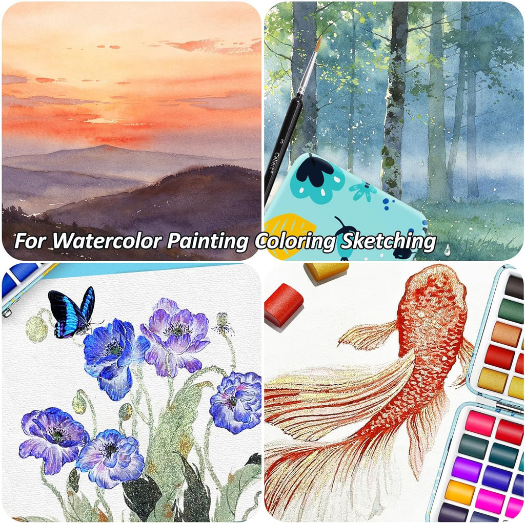 Caliart Watercolor Paint Set, 100 Colors Portable Water Color Palette Kit with Detail Paint Brush, Art Supplies Watercolor Painting Kit Coloring Gifts for Adults Beginners Professional Artists