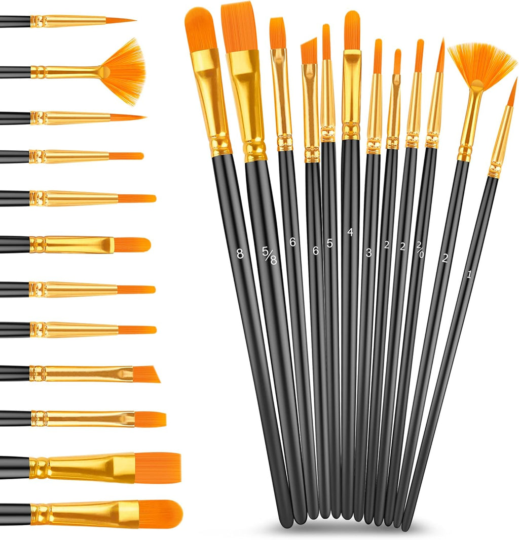Caliart Acrylic Paint Set with 12 Brushes, 24 Colors Wood Craft Paints for Adult Artist Beginner Painter, Rich Pigments, Halloween Pumpkin Canvas Ceramic Rock Painting Art Kit Supplies