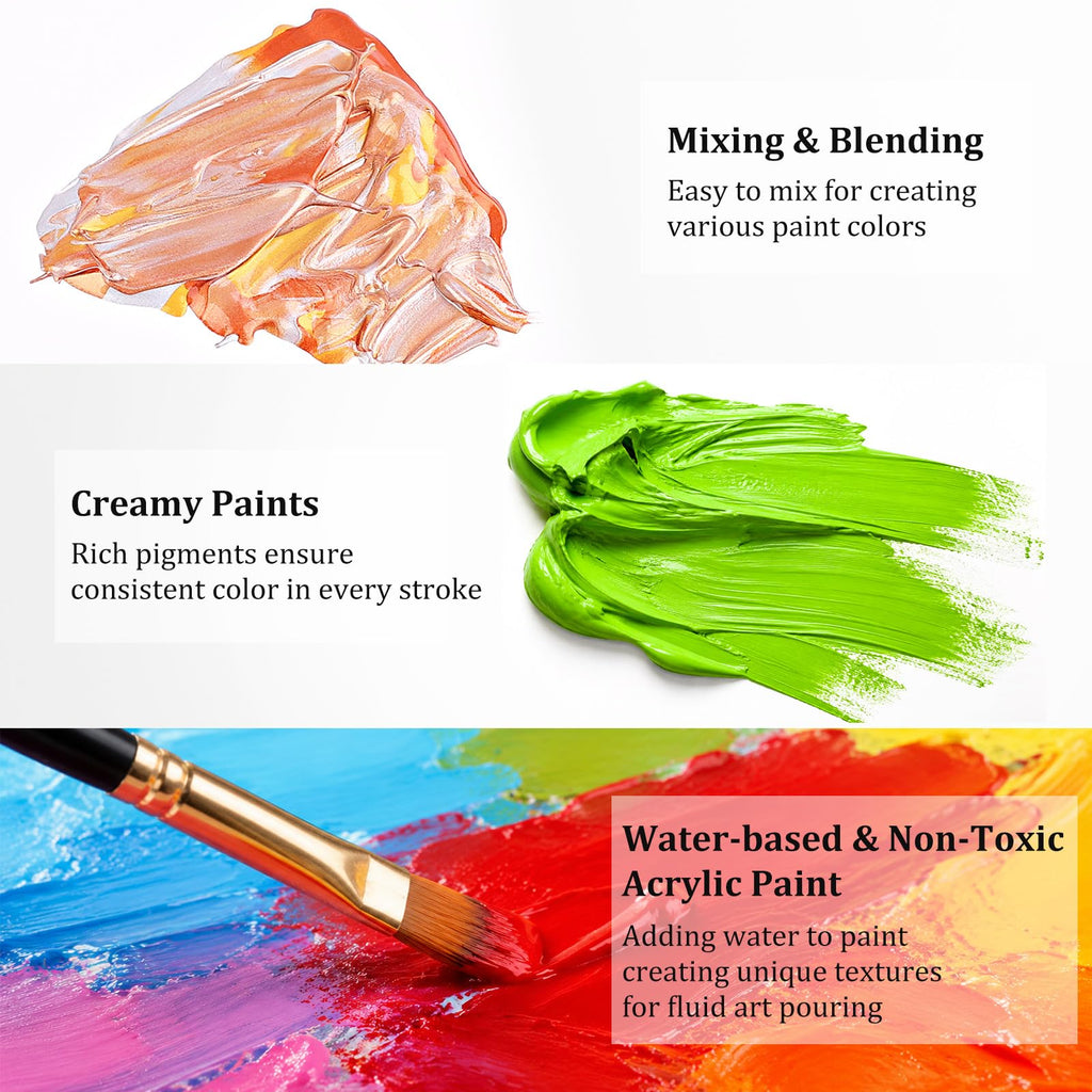 Caliart 80-Color Acrylic Paint Set with 12 Brushes