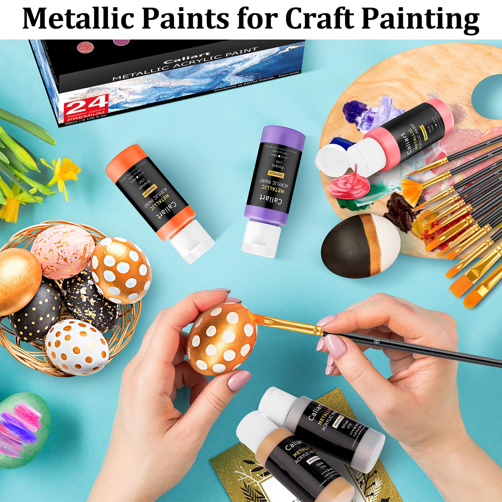 Caliart 80-Color Acrylic Paint Set with 12 Brushes