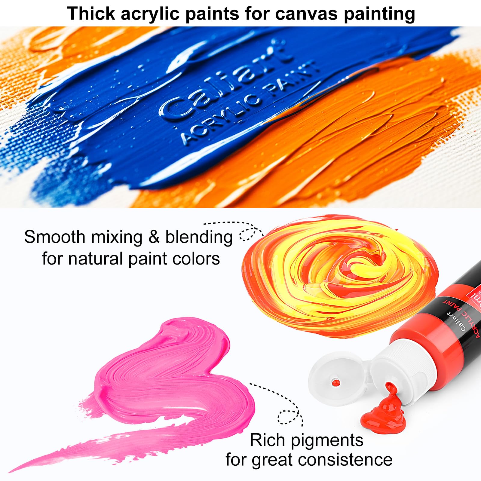 Caliart 80-Color Acrylic Paint Set with 12 Brushes