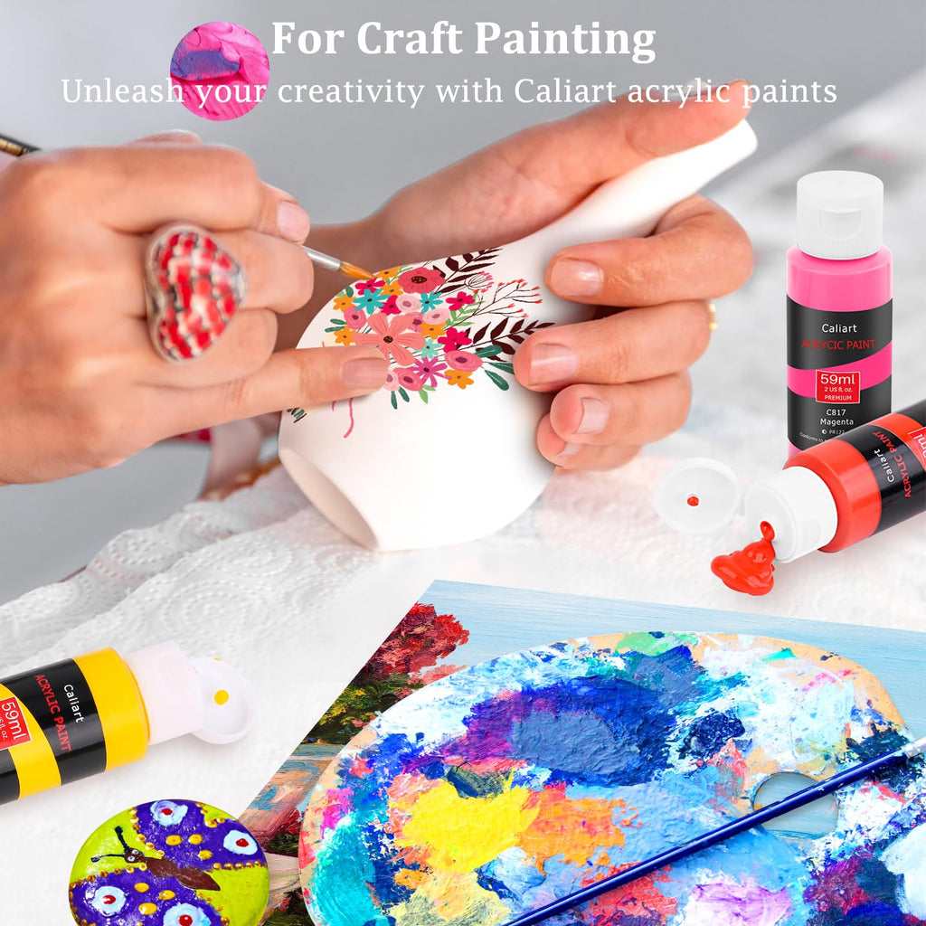 Caliart 80-Color Acrylic Paint Set with 12 Brushes