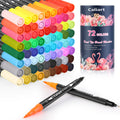 Caliart 34 Double Tip Brush Pens Art Markers, Artist Fine & Brush Pen Coloring Markers for Adult Book Cards Drawing Craft Kit Teacher Office Supplies